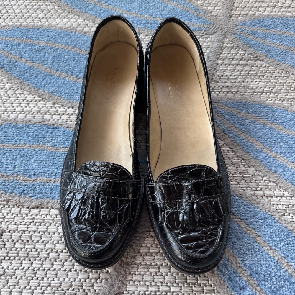 Talbots Women’s Black Genuine Leather Tassel‎ Loafers Size 9